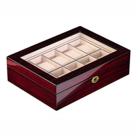 Dark Cherry Wooden Watch Box for 10 Watches Watch Boxes Clinks