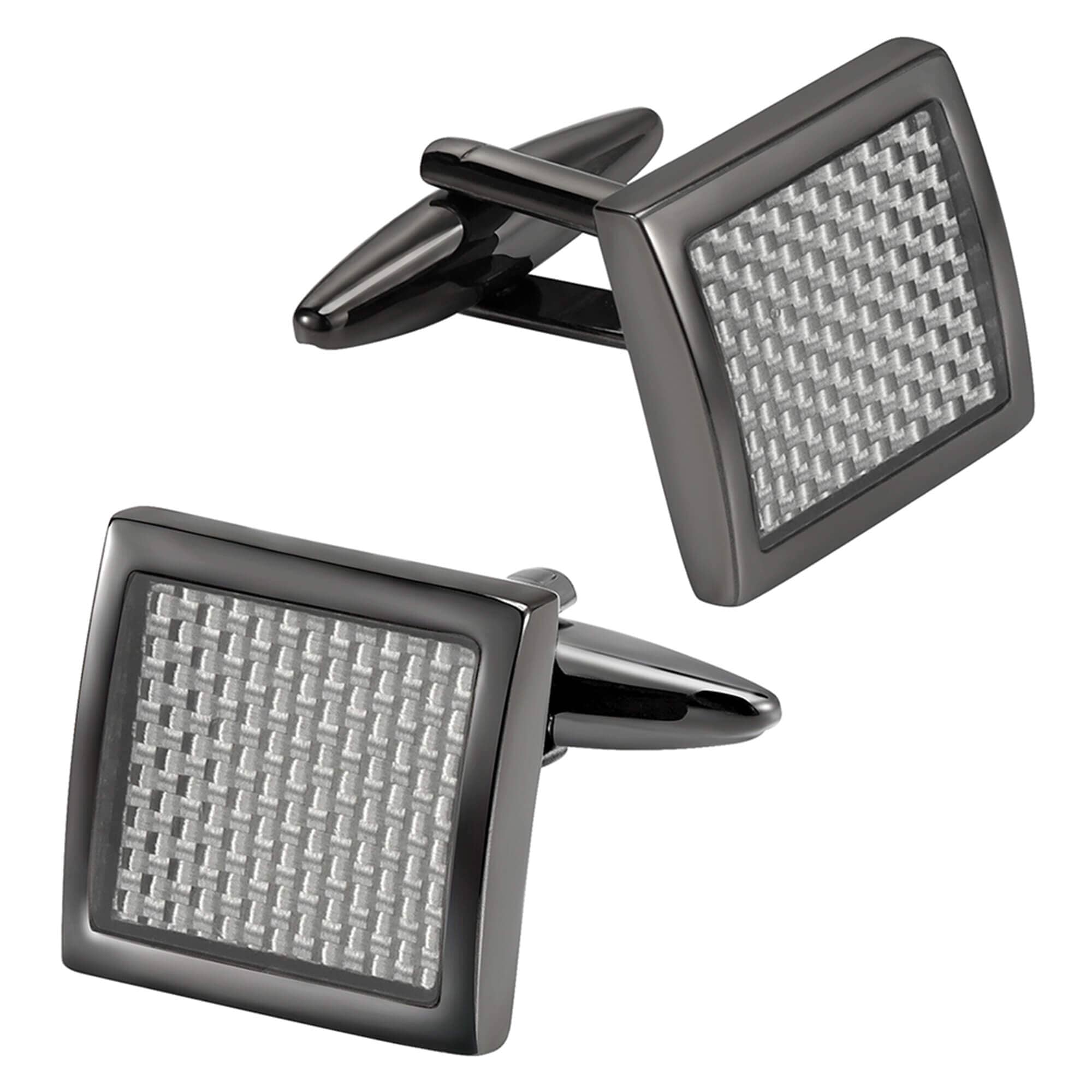 Carbon Fibre in Gunmetal Square Cufflinks Classic & Modern Cufflinks Clinks Australia Default 