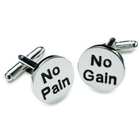 No Pain, No Gain Cufflinks Novelty Cufflinks Clinks Australia No Pain, No Gain Cufflinks