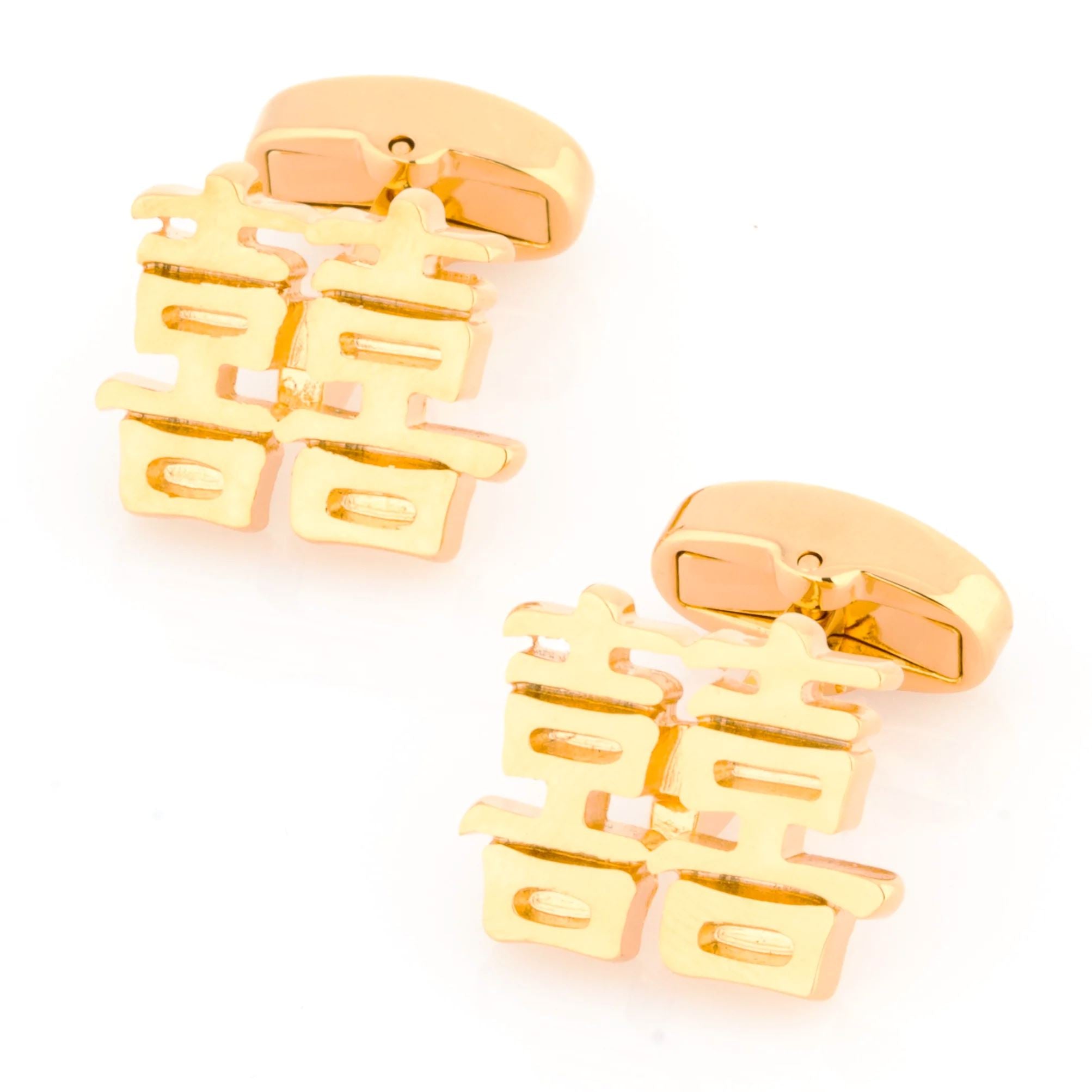 Chinese Symbol of Double Happiness Gold Novelty Cufflinks Clinks Australia 