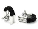 Silver Black Leather Wrap Around Cufflinks Classic & Modern Cufflinks Clinks Australia 