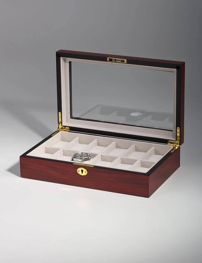 Cherry Wooden Watch Box for 12 Watches Watch Boxes Clinks 