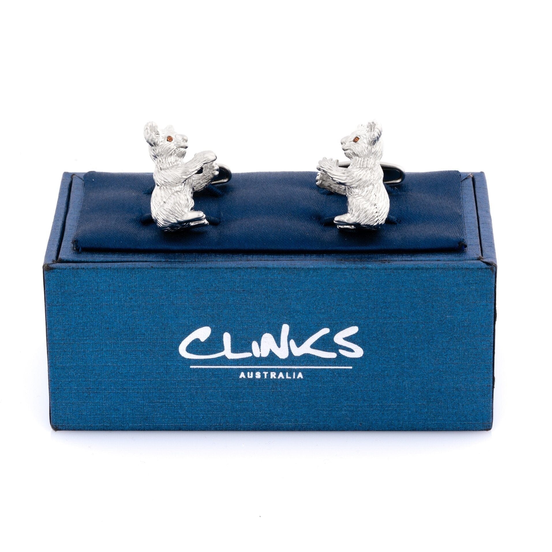 Silver Koala Cufflinks with Crystal Eyes Novelty Cufflinks Clinks Australia 