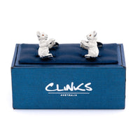 Silver Koala Cufflinks with Crystal Eyes Novelty Cufflinks Clinks Australia