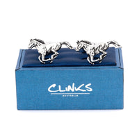 Silver Galloping Horses Cufflinks Novelty Cufflinks Clinks Australia