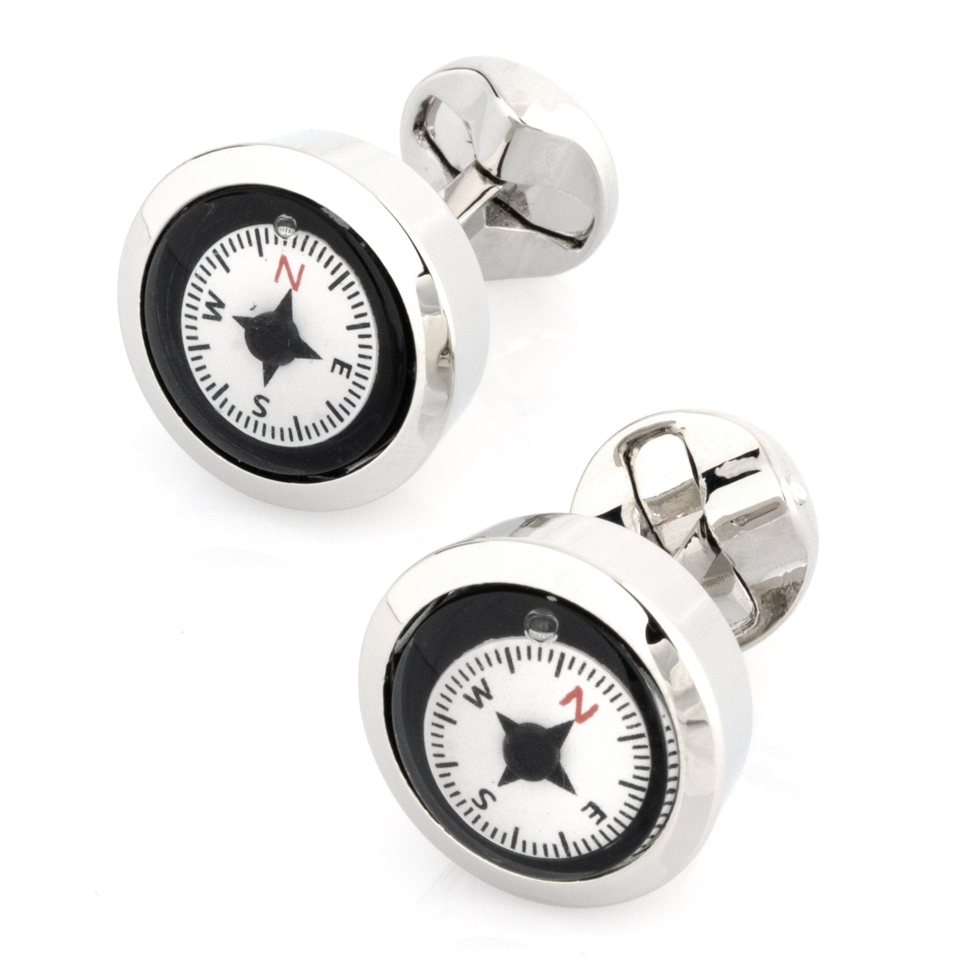 Working Compass Black & White Cufflinks Novelty Cufflinks Clinks Australia 