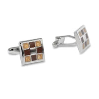 Nine Panel Brown Cufflinks Classic & Modern Cufflinks Clinks Australia Nine Panel Brown Cufflinks