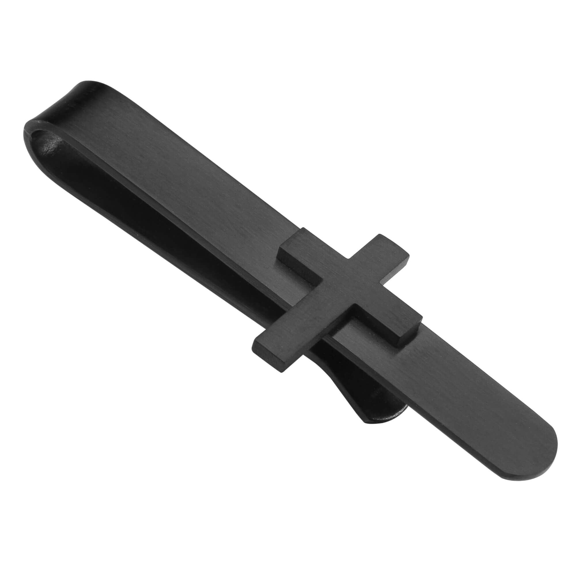 Cross Tie Bar in Brushed Black Tie Bars Clinks Australia Default 