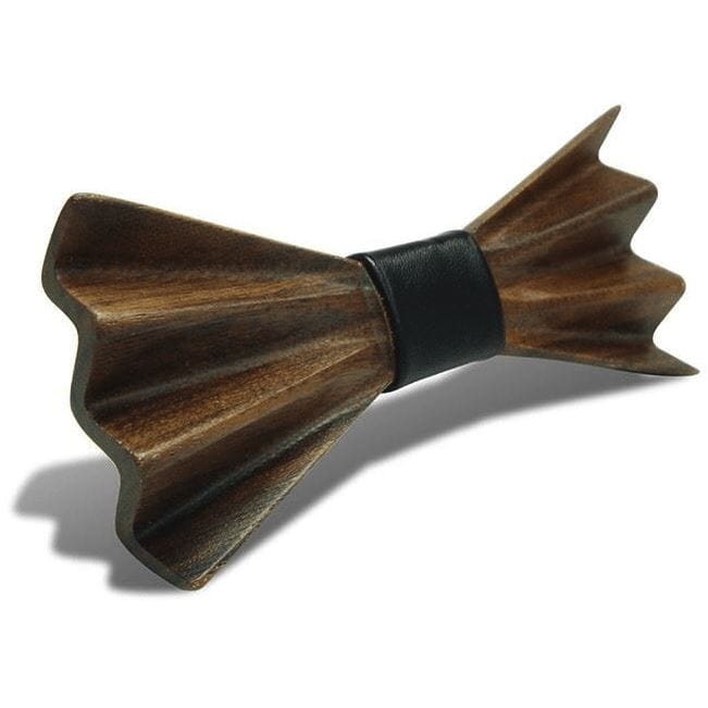 Dark Wood 3D Accordion Style Adult Bow Tie in Leatherette Bow Ties Clinks Dark Wood 3D Accordion Style Adult Bow Tie in Leatherette 