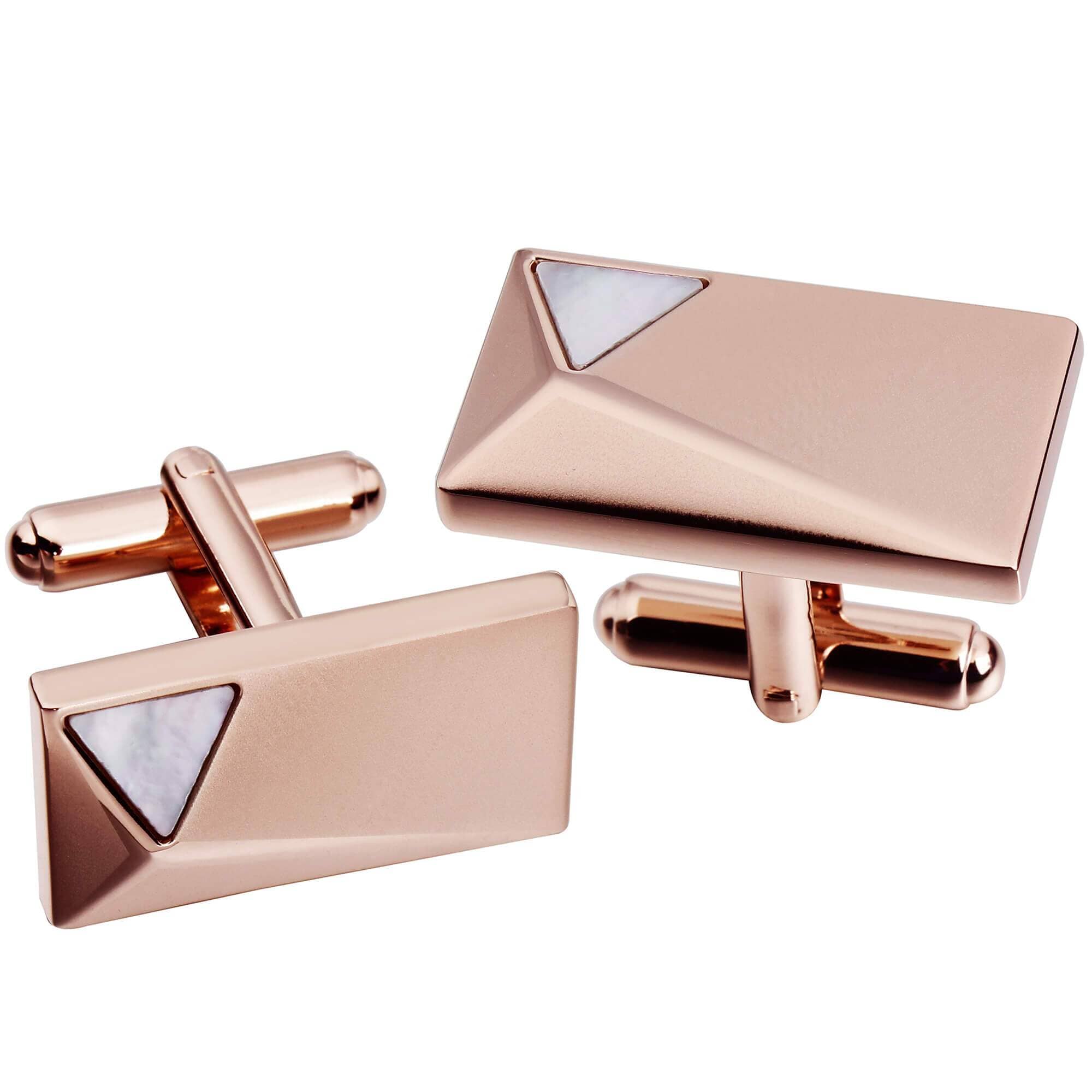 Rose Gold Peak with Mother of Pearl Cufflinks Classic & Modern Cufflinks Clinks Australia 