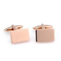 Shiny Rose Gold Rectangle Engravable Cufflinks Classic & Modern Cufflinks Clinks Australia