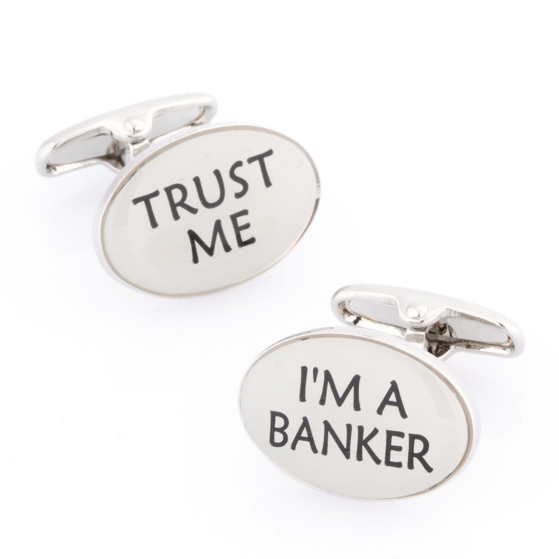 Trust Me I'm a Banker Cufflinks Novelty Cufflinks Clinks Australia "Trust Me, I'm a Banker" Cufflinks 