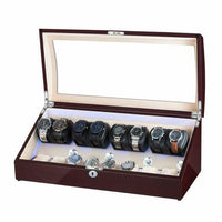 Avoca Watch Winder Box for 8 + 8 Watches in Mahogany Watch Winder Boxes Clinks