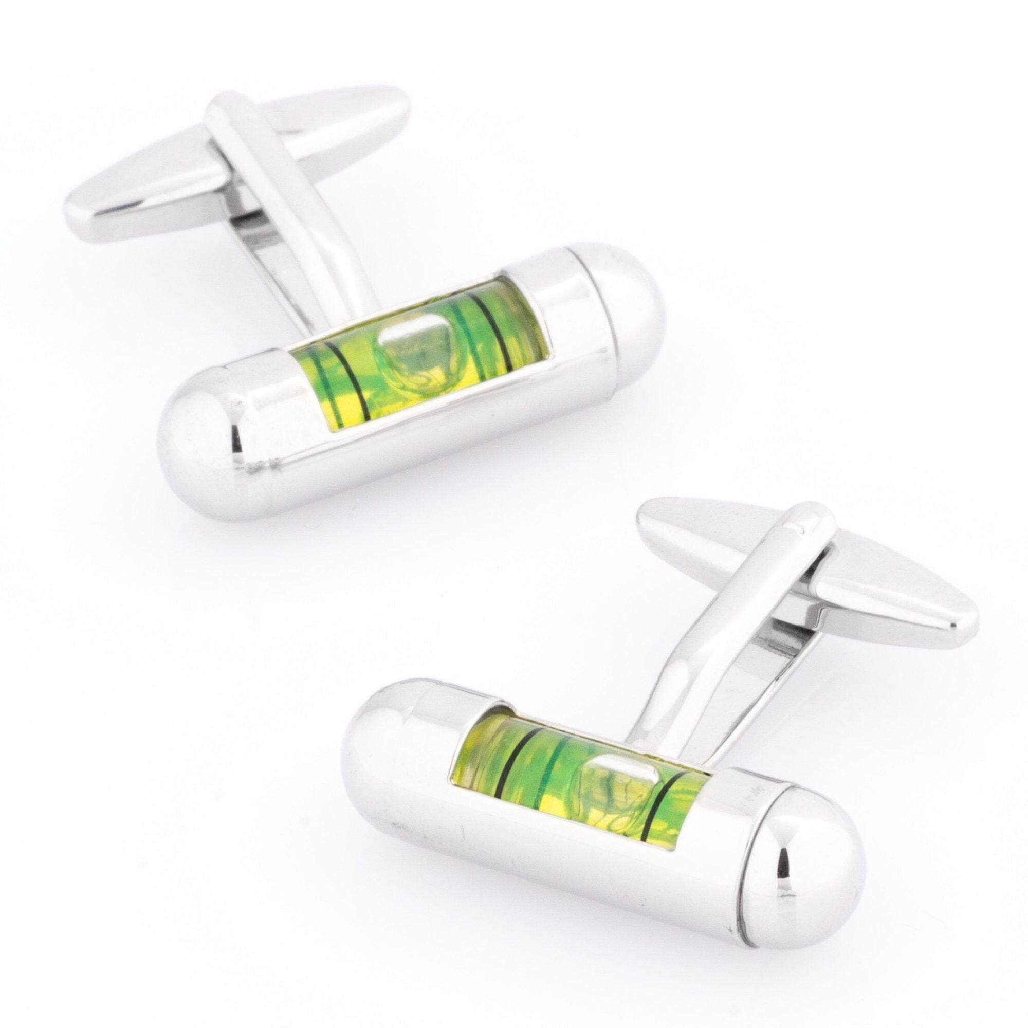 Green "Spirit Level" Cufflinks Novelty Cufflinks Clinks Australia Green "Spirit Level" Cufflinks 