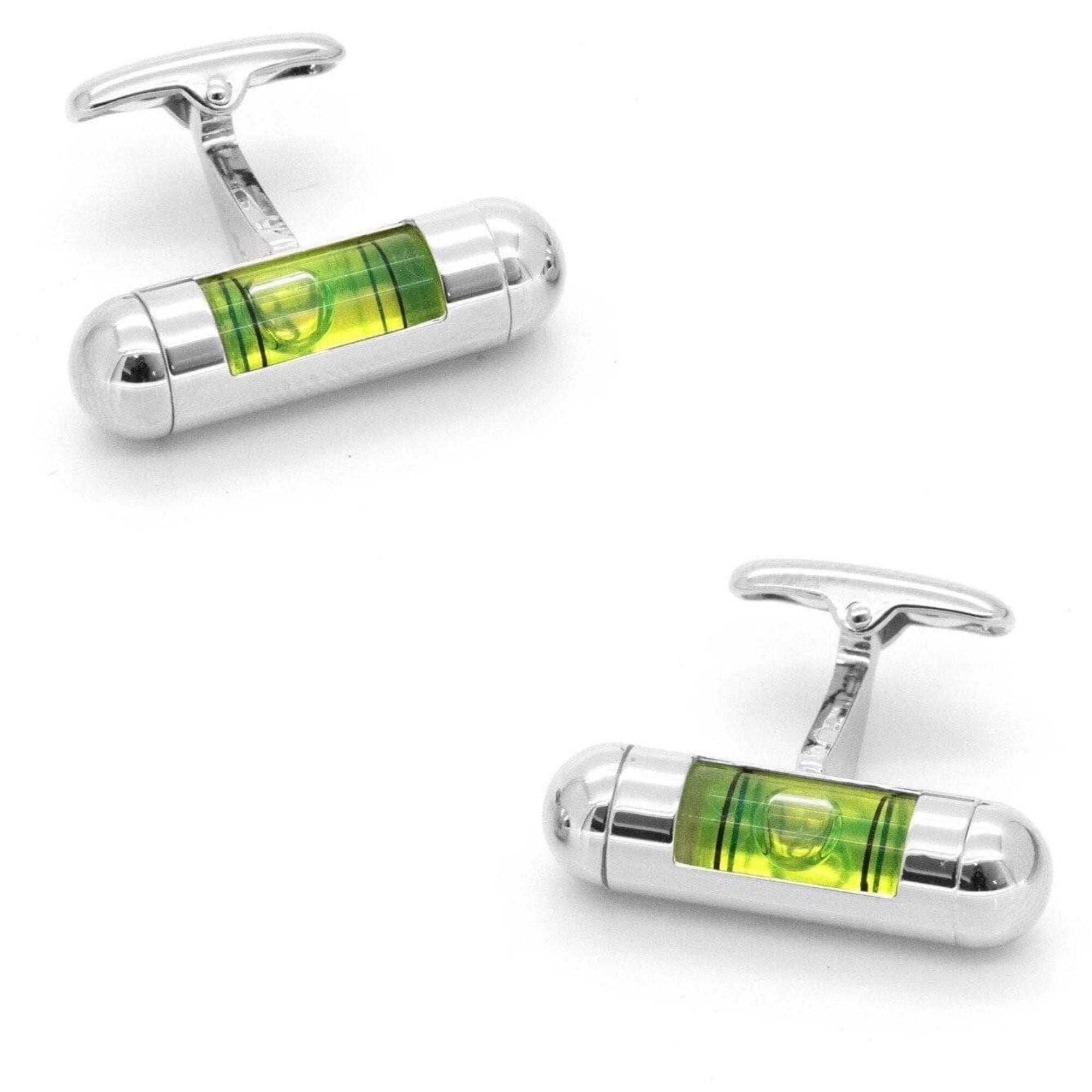 Green "Spirit Level" Cufflinks Novelty Cufflinks Clinks Australia 