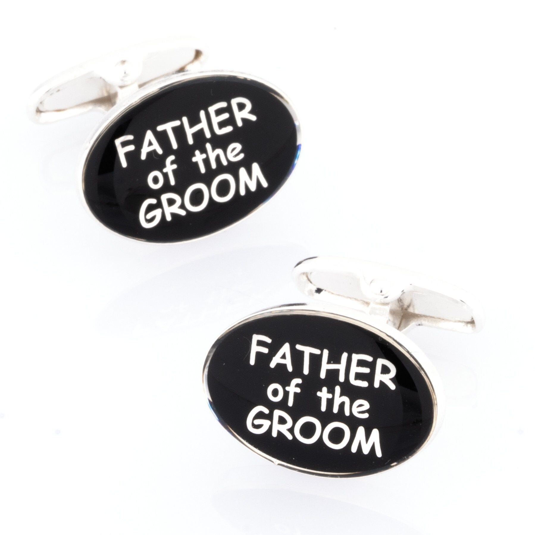 Father of the Groom Black and Silver Wedding Cufflinks Round Wedding Cufflinks Clinks Australia Father of the Groom Black and Silver Wedding Cufflinks 