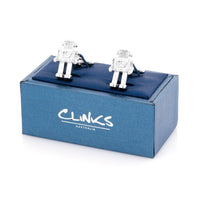 Robot Cufflinks in Shiny Silver Novelty Cufflinks Clinks Australia