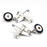 Spitfire Plane Cufflinks with Chain and Roundel Novelty Cufflinks Clinks Australia