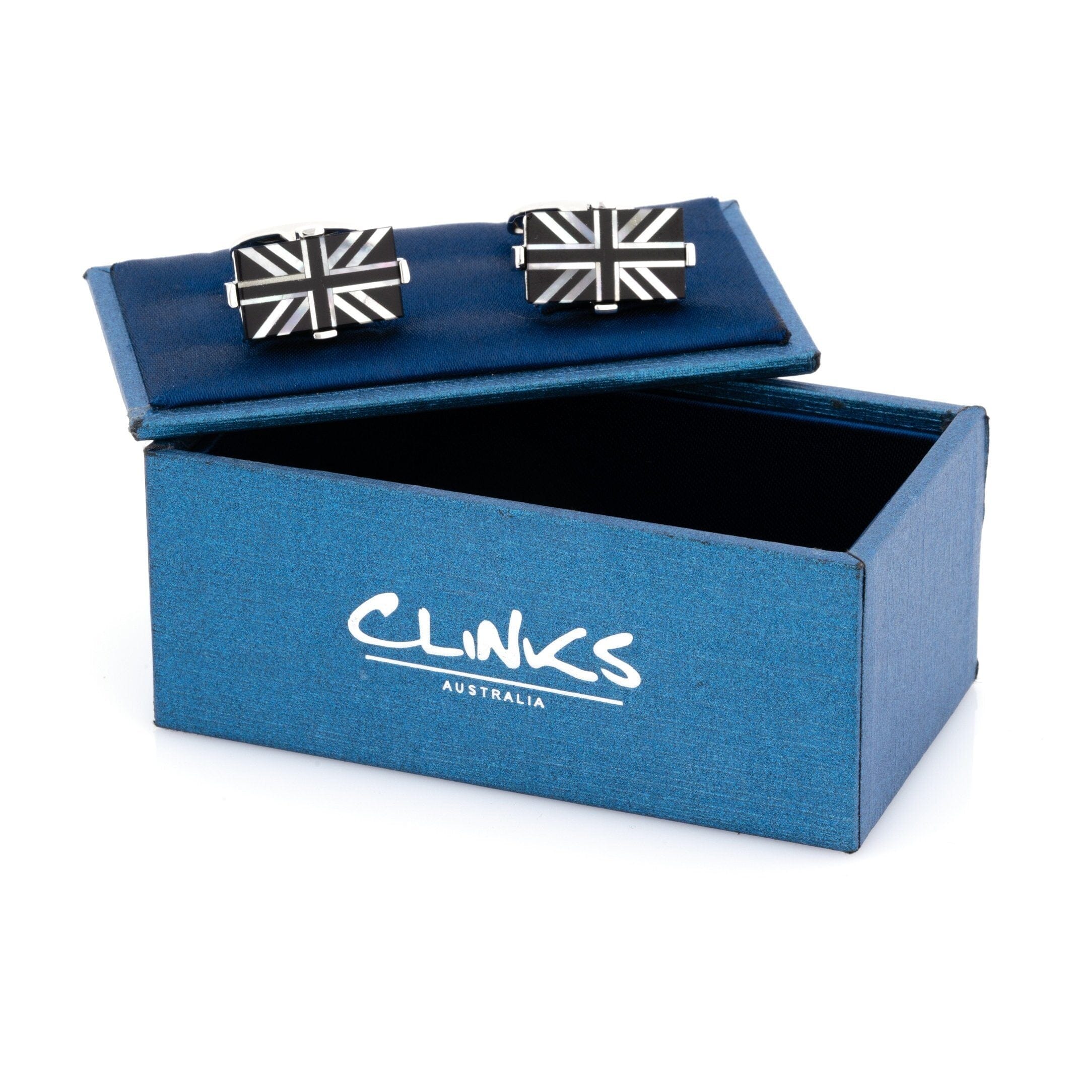 Union Jack - Flag of United Kingdom Cufflinks - Onyx & Mother of Pearl Novelty Cufflinks Clinks Australia 