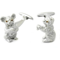 Silver Koala Cufflinks with Crystal Eyes Novelty Cufflinks Clinks Australia