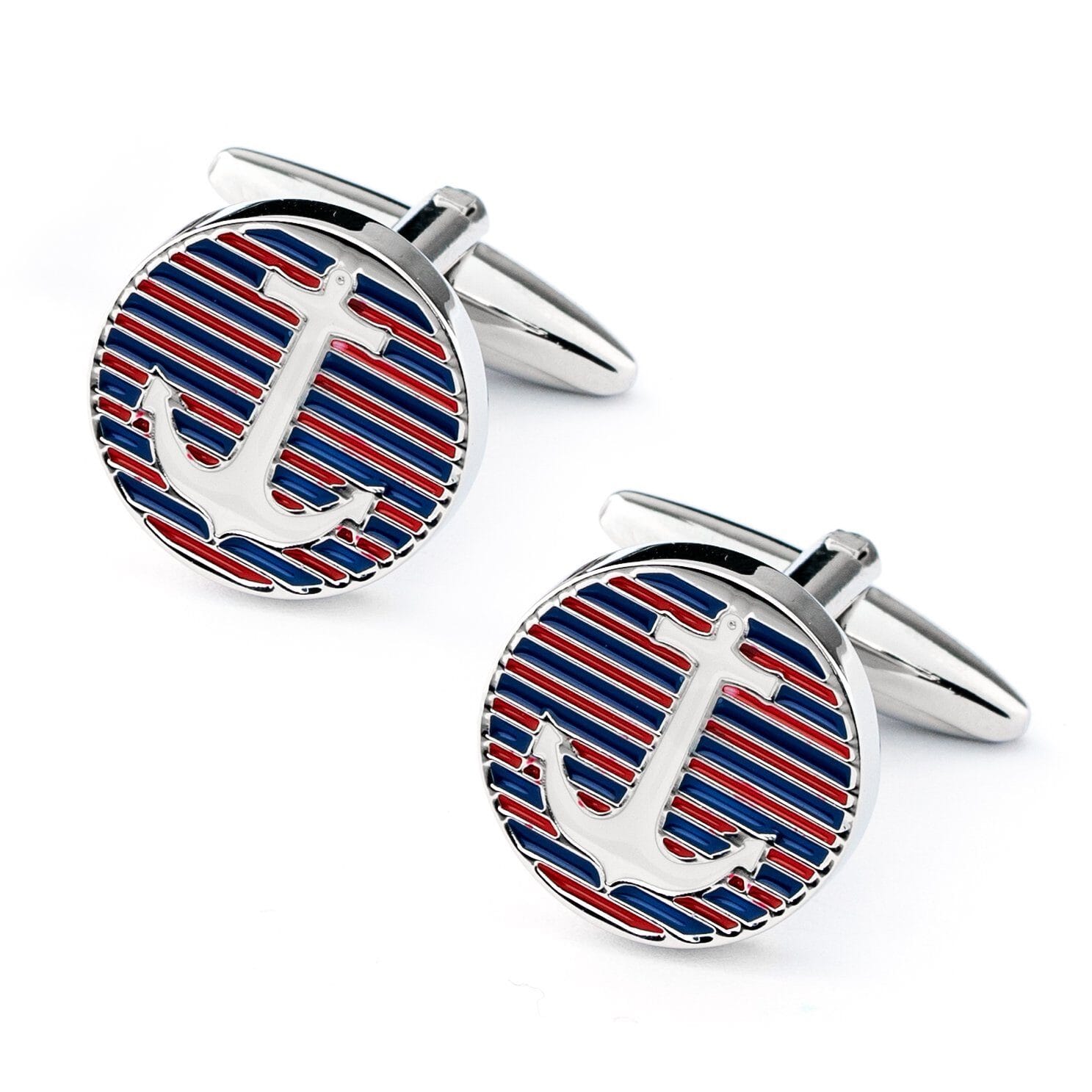 Red and Blue Stripes Anchor Cufflinks Novelty Cufflinks Clinks Australia Default 