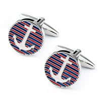 Red and Blue Stripes Anchor Cufflinks Novelty Cufflinks Clinks Australia Default