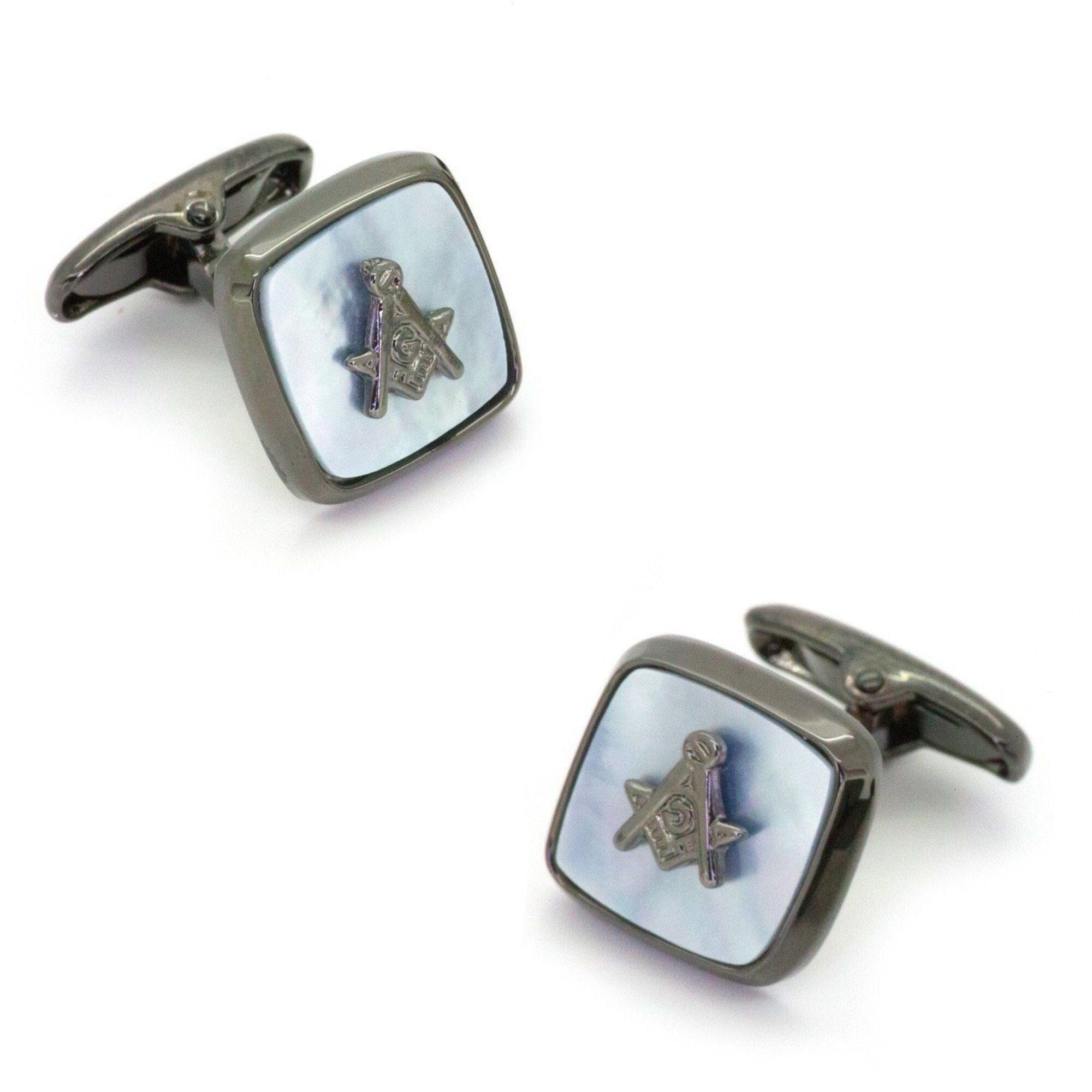 Freemason Masonic Square Gunmetal Mother of Pearl Cufflinks Novelty Cufflinks Clinks Australia 