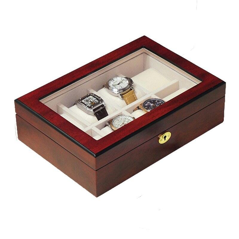 Cherry Wooden Watch Box for 8 Watches Watch Boxes Clinks 