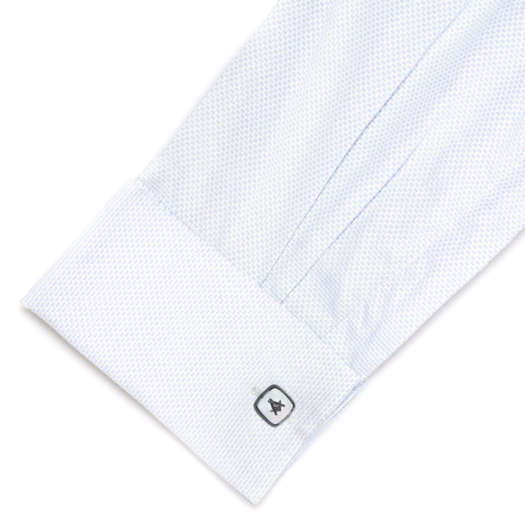 Freemason Masonic Square Gunmetal Mother of Pearl Cufflinks Novelty Cufflinks Clinks Australia 