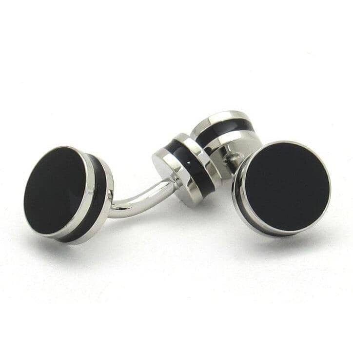 Round Black/Silver Cufflinks Classic & Modern Cufflinks Clinks Australia Round Black/Silver Cufflinks 