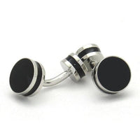 Round Black/Silver Cufflinks Classic & Modern Cufflinks Clinks Australia Round Black/Silver Cufflinks