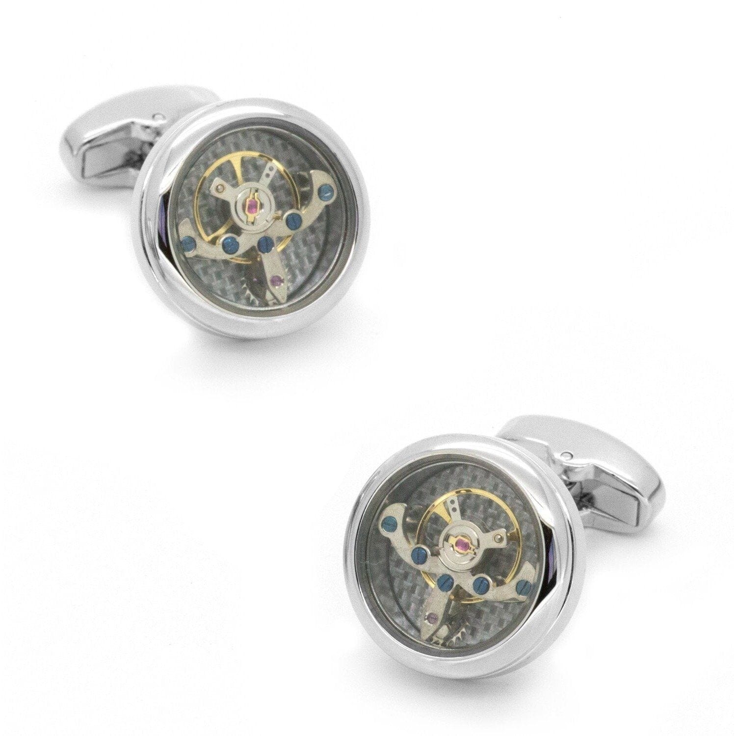 Tourbillon Watch Movement Cufflinks in Silver Novelty Cufflinks Clinks Australia Tourbillon Watch Movement Cufflinks in Silver 