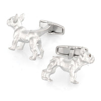 Silver Bulldog Cufflinks with Brown Crystal Eyes Novelty Cufflinks Clinks Australia