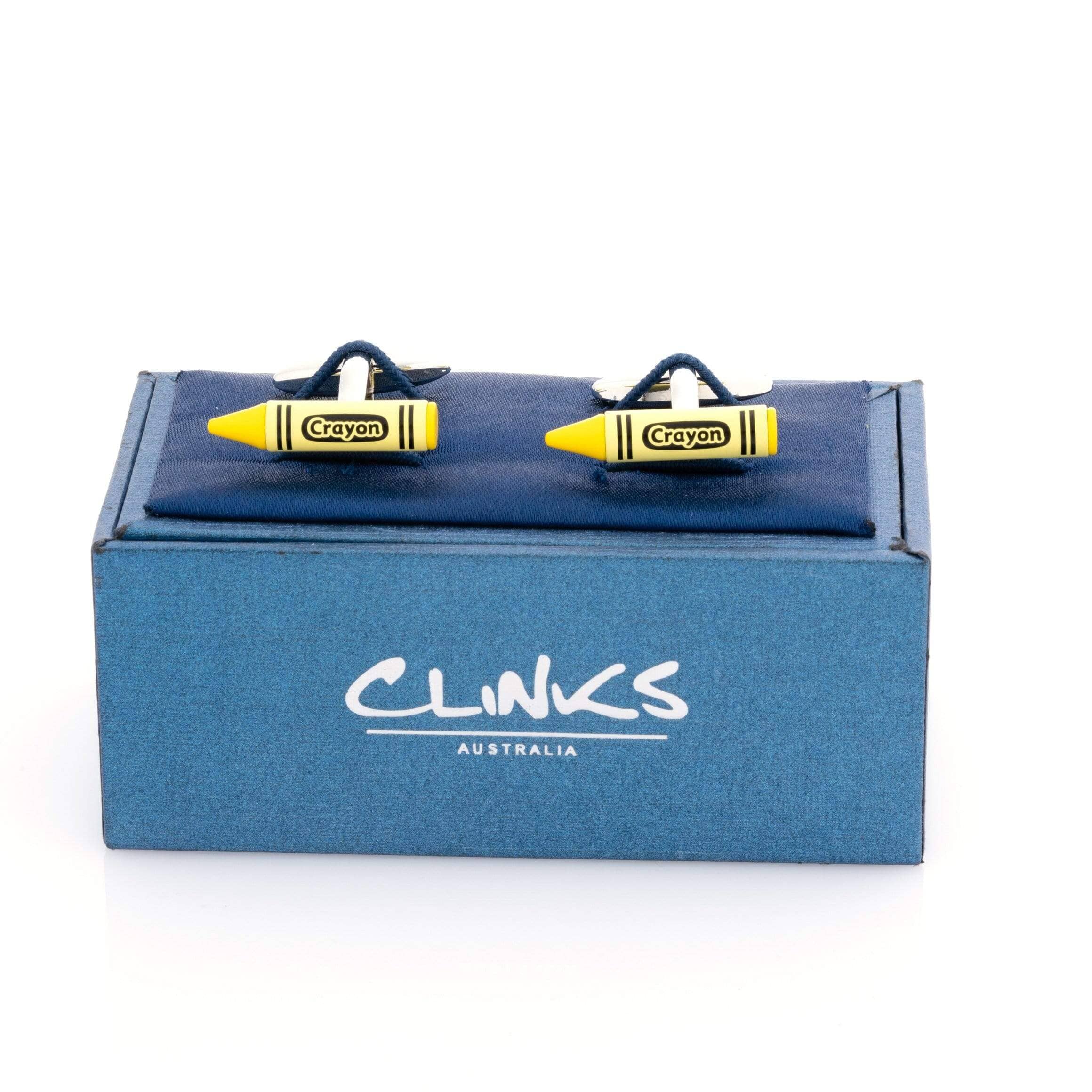Yellow Crayon Cufflinks Novelty Cufflinks Clinks Australia 