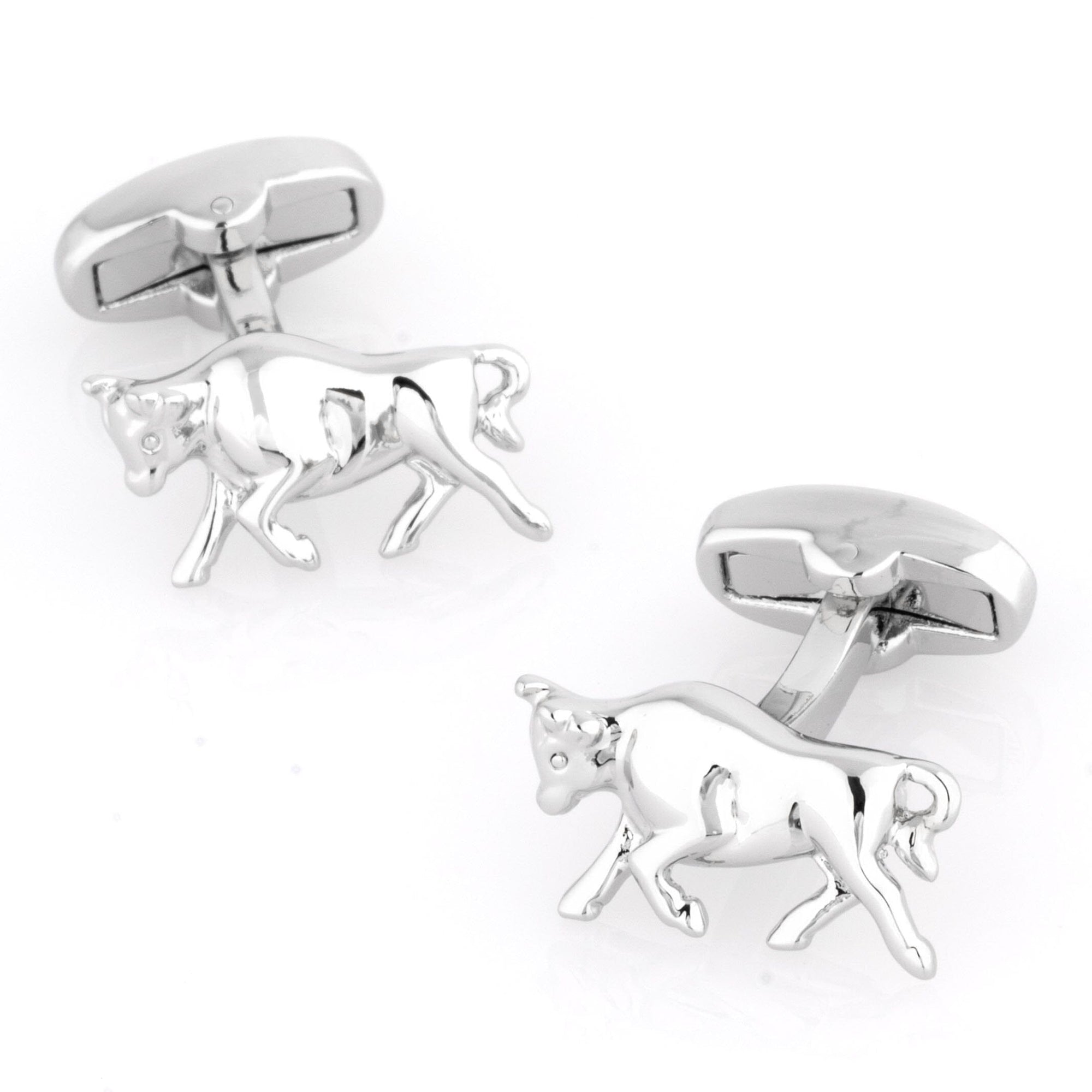 Charging Bull Silver Cufflinks Novelty Cufflinks Clinks Australia Charging Bull Silver Cufflinks 