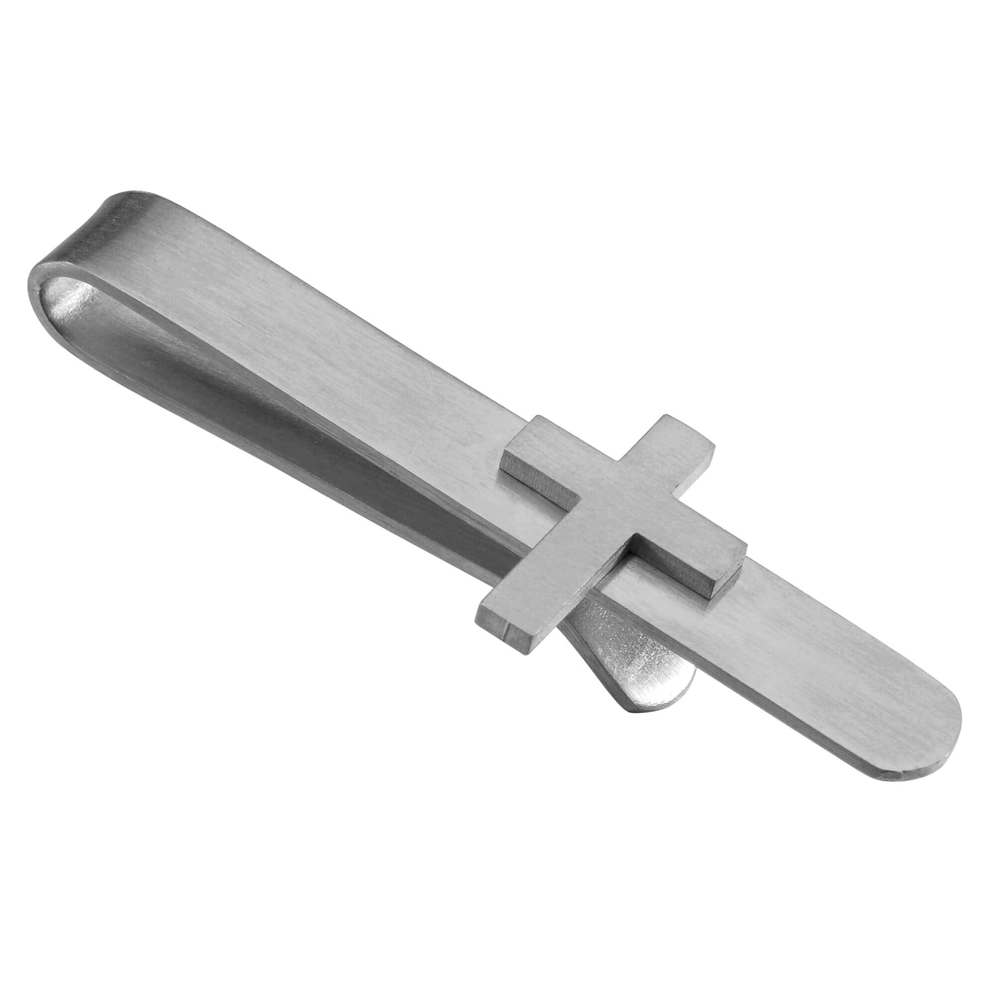 Cross Tie Bar in Brushed Silver Tie Bars Clinks Australia 