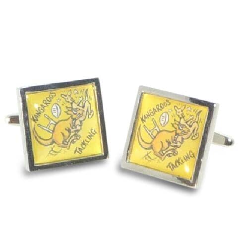 Road Sign Cufflinks: Beware Kangaroos Rugby Tackling Novelty Cufflinks Clinks Australia 