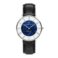 Romano Pedy Blue Swiss Opal Watch 36MM with Black Leather Strap Watches Clinks