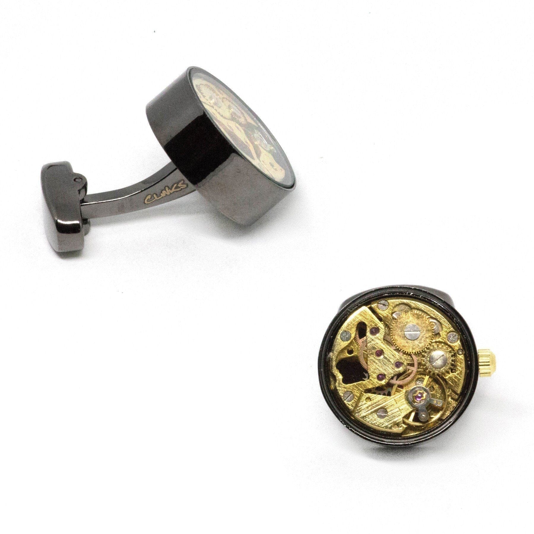 Working Watch Movement Steampunk Cufflinks Gunmetal and Gold Novelty Cufflinks Clinks Australia 