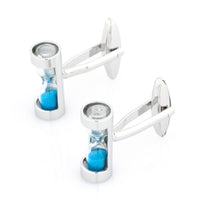 Blue Sand-Timer Hourglass Cufflinks Novelty Cufflinks Clinks Australia Blue Sand-Timer Hourglass Cufflinks