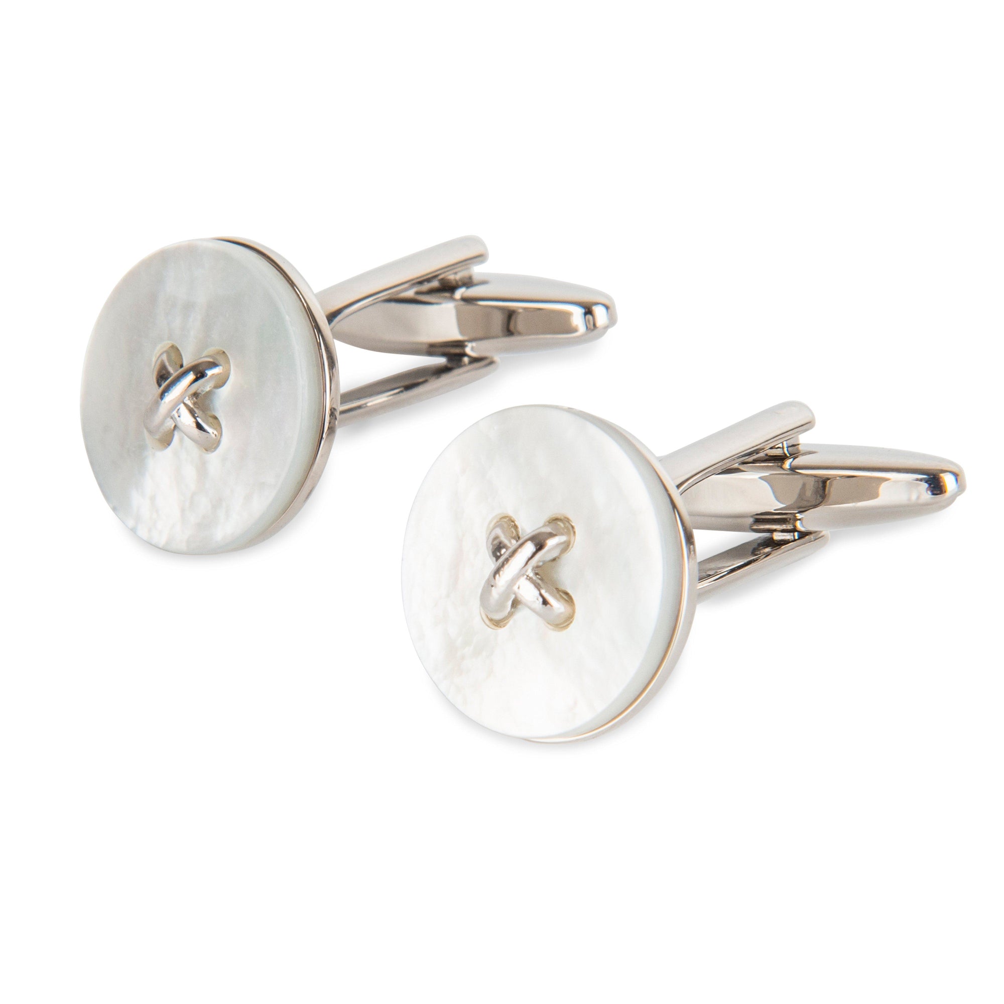 White Mother of Pearl Button Cufflinks Classic & Modern Cufflinks Clinks Australia Default 