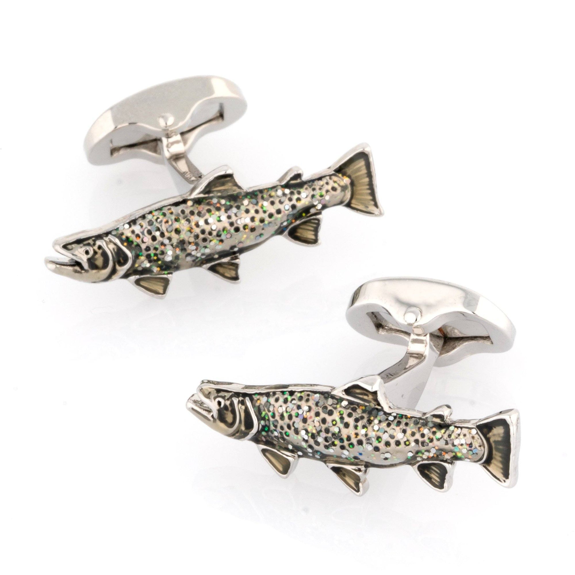 Sparkle Scaled Rainbow Trout Fish Cufflinks Novelty Cufflinks Clinks Australia Sparkle Scaled Rainbow Trout Fish Cufflinks 