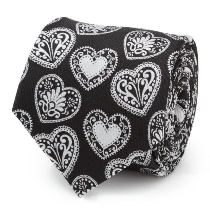 Black and White Paisley Heart Men's Tie Ties Clinks Australia 