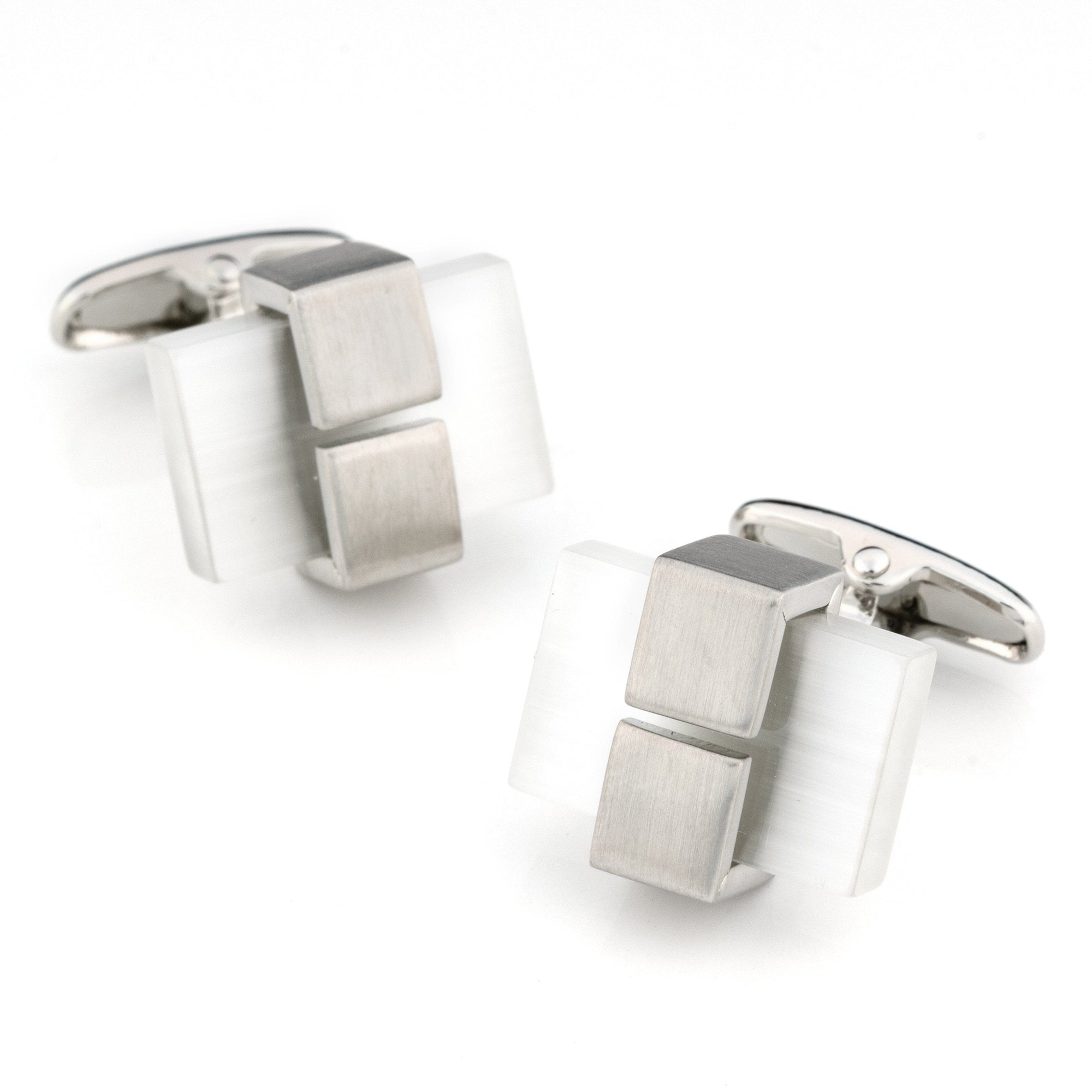 White Ice Cateye Cufflinks Classic & Modern Cufflinks Clinks Australia White Ice Cateye Cufflinks 