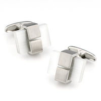 White Ice Cateye Cufflinks Classic & Modern Cufflinks Clinks Australia White Ice Cateye Cufflinks