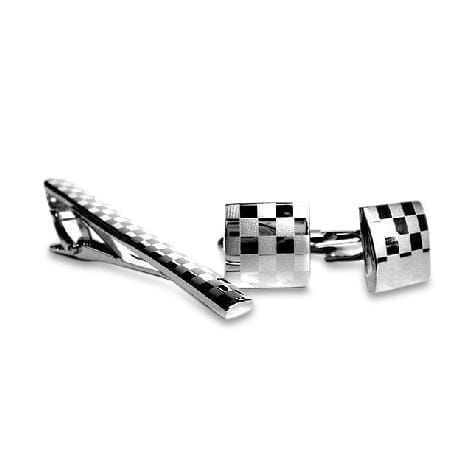 CheckerBoard Gift Set: Cufflinks & Tie Clip Tie Bars Clinks Australia CheckerBoard Gift Set: Cufflinks & Tie Clip 