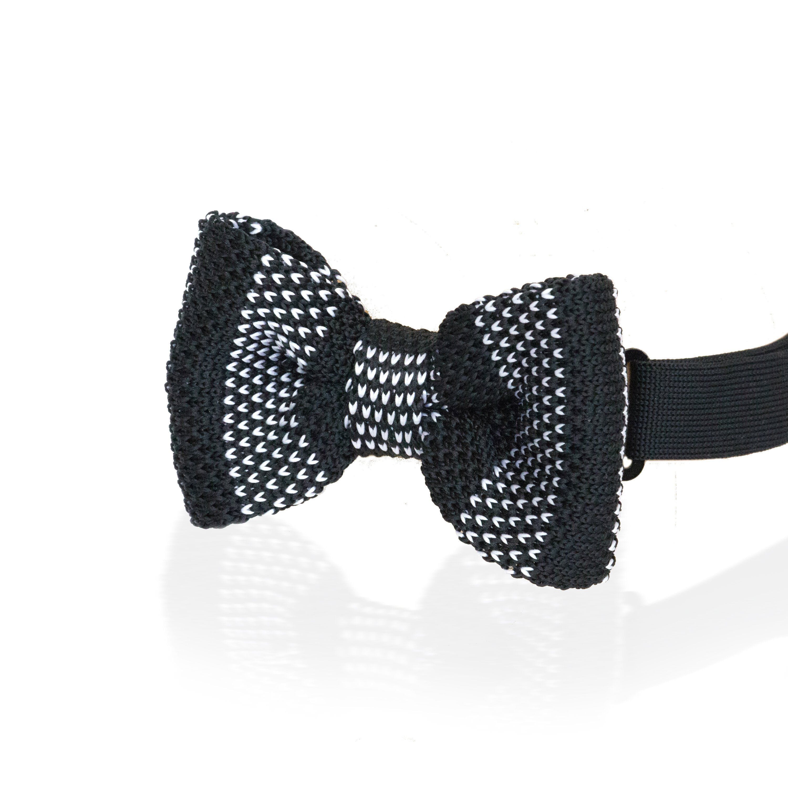 Black/White Stripe Adult Knit Bowtie Bow Ties Clinks Australia 