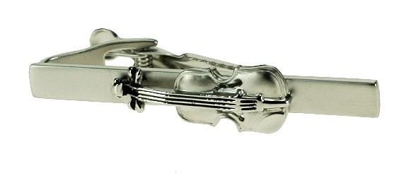Violin Silver Tie Clip Tie Bars Clinks 