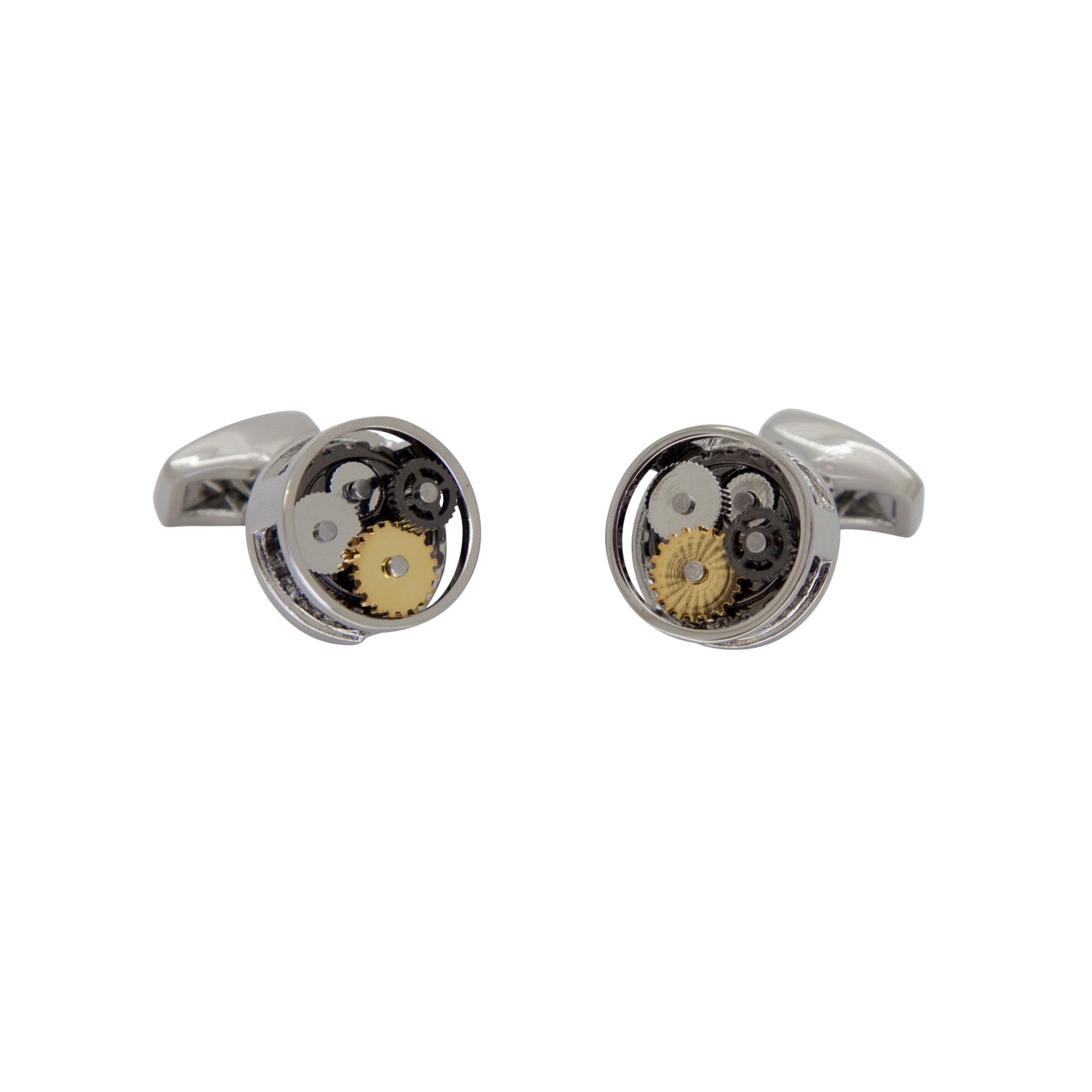 Steampunk Gear Cufflinks in Round Silver Novelty Cufflinks Clinks Australia 