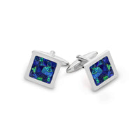 Australian Square Opal Cufflinks (Blue Silver) Classic & Modern Cufflinks Clinks Australia Default